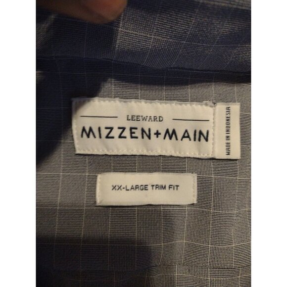 Mizzen Main Leeward Blue Check Long Sleeve Button Shirt 2XL Trim Fit - Picture 6 of 11